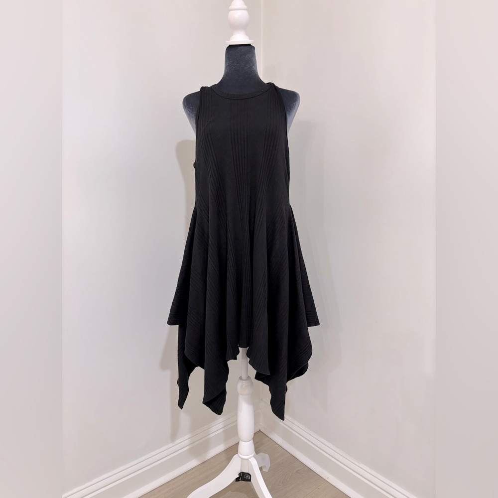 Kinly Variegated Rib Dress In Black Size L
